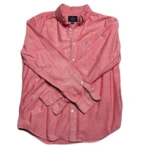 American Eagle Outfitters Casual Red Button-Down Shirt